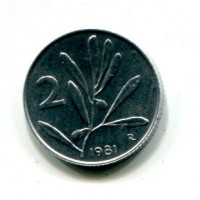 Repubblica Italiana (dal 1946): 2 lire 1981 "Olivo" (Gigante#340)