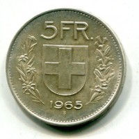 Svizzera, Confederazione: 5 franchi 1965
