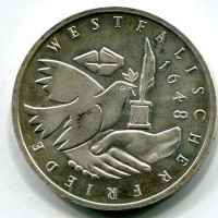 Germania, Rep. Federale (dal 1949): 5 marchi 1998-J "Pace Westfalia" (KM#191)