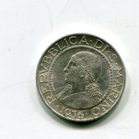 San Marino: 5 lire 1936 (Gigante#22)