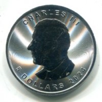 Canada, Carlo III (dal 2022): 5 dollari 2024 "Maple Leaf" -Oncia Acero-

