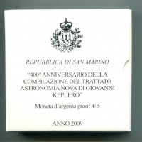 San Marino 2009: 5 euro "G. Keplero", in confezione originale, -Proof-

