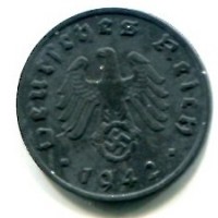 Germania, Terzo Reich (1933-1945): 1 reichspfennig 1942-A "Svastica" (KM#97)
