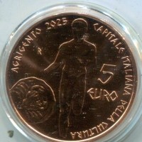 Italia 2025: 5 euro "Capitali della cultura: Agrigento", nella confezione originale. Coniati 4.000 pezzi.
