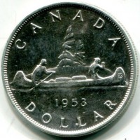 Canada, Elisabetta II (1952-2022): 1 dollaro 1953 "Indiani in Canoa" (KM#54)

