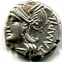 Baebia, M. Baebius Q.F. Tampilus (137 a.C:): denario (Syderham#489), gr. 3,98, il D è decentrato ma qualità elevatissima e metallo lucente