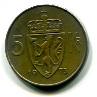 Norvegia, Olav V (1957-1991): 5 kroner 1973 (KM#412)
