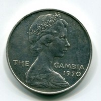 Gambia, Elisabetta II (1952-1970): 8 scellini 1970 "Ippopotamo" (KM#7A)