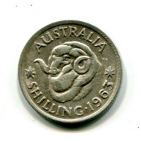 Australia, Elisabetta II (1952-2022): 1 scellino 1963 "Ariete" (KM#59)
