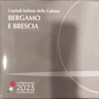 Italia 2023: 5 euro "Capitali della cultura: Bergamo e Brescia", nella confezione originale, tiratura 4000 pezzi, -Proof-