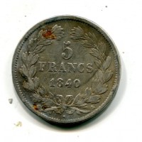 Francia, Luigi Filippo (1830-1848): 5 franchi 1840-A (Gadoury #678)
