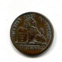 Belgio, Leopoldo II (1865-1909): 1 centime 1857, senza trattino sotto la data,  (KM#1,3)