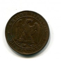 Francia, Napoleone III (1852-1870): 10 centesimi 1856, modifica a sfondo satirico