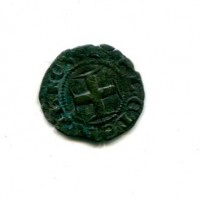 Napoli, Roberto d'Angiò (1309-1343): denaro (M.I.R#29/1), gr.0,48. Rarissima variante con una foglia sopra il lambello invece del giglio.