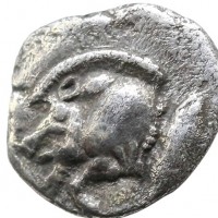 Mysia, Kyzikos (450-400 a.C.): obolo (SngBN#361-72), mm 6.4, gr 0.51