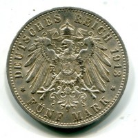 Germania, Prussia, Guglielmo II (1888-1918): 5 marchi 1913-A (Jaeger#114)
