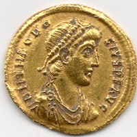 Teodosio I (379-395 d.C.): solido "VICTORIA AVGG", zecca di Aquileia (RIC#40B), gr. 4.47
