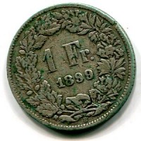 Svizzera, Confederazione: 1 franco 1899, segnetti