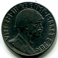 Albania, Vittorio Emanuele III (1939-1943): 1 lek 1939-XVIII (Gigante#6a), magnetico
