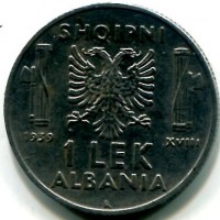 Albania, Vittorio Emanuele III (1939-1943): 1 lek 1939-XVIII (Gigante#6a), magnetico
