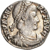 Valente (363-378 d.C.): siliqua "VRBS ROMA", zecca di Treviri (RIC#27b e 45a), grammi 1,66