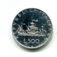 Repubblica Italiana (dal 1946): 500 lire 1985 "Caravelle", da confezione zecca