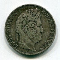 Francia, Luigi Filippo (1830-1848): 5 franchi 1845-A (Gadoury#678A)