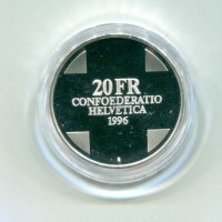 Svizzera, Confederazione: 20 franchi 1996-B "Drago Mitologico Del Breno" (KM#77),  in confezione originale