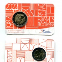 Olanda 2022: 2 euro commemorativi "35° Anniversario Programma Erasmus", in coincard
