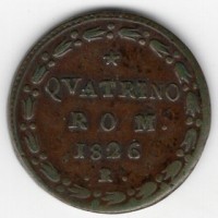 Roma, Leone XII (1823-1829): 1 quattrino 1826-IV, c sotto lo stemma (Gigante#17a)
