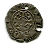 Verona, Cangrande della Scala (1308-1329): grosso da 20 denari (MIR#313), fori.
