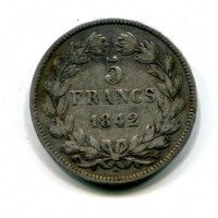 Francia, Luigi Filippo (1830-1848): 5 franchi 1842-W (Gadoury #678)
