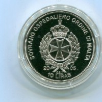 Malta, S.O.O.M: 10 lire 2005 Giovanni Paolo II "Ex Cathedra Petri"