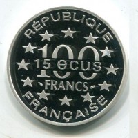 Francia, Quinta Repubblica (dal 1959): 100 franchi/15 ecu 1995 "Partenone" (Gadoury363#23)