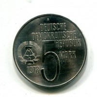 Germania, Rep. Democratica (1949-1990): 5 marchi 1978 "Anno Anti-Apartheid" (KM#68)
