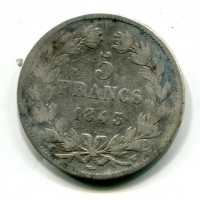 Francia, Luigi Filippo (1830-1848): 5 franchi 1843-W (Gadoury#678)
