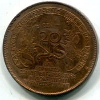 Vittorio Emanuele III (1900-1943): buono da 20 cent. 1906 "Esposizione di Milano" (Gigante#2), rame rosso, macchie al D/
