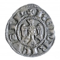 Como, Enrico VII (1310-1313): denaro imperiale (MIR#269; CNI#2; Bellesia#3), grammi 0.61, mm 16. Di grande qualità per il tipo di moneta