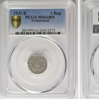 Svizzera, Confederazione: 1 rappen 1933, in slab PCGS MS63BN