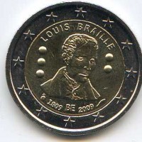 Belgio 2009: 2 euro commemorativi "Louis Braille"