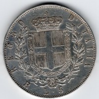 Vittorio Emanuele II (1861-1878): 5 lire 1876-Roma (Gigante#53), lucidata
