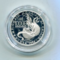 Repubblica Italiana: 1994, 10000 lire "USA '94", da confezione zecca