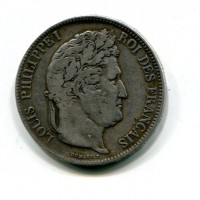 Francia, Luigi Filippo (1830-1848): 5 franchi 1833-D (Gadoury#678)