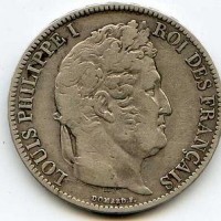 Francia, Luigi Filippo (1830-1848): 5 franchi 1831-MA (Gadoury#677a), contorno in rilievo