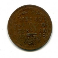 Ferrara, Benedetto XIV (1740-1758): 1/2 baiocco 1748-XI (MIR,IV#2648)

