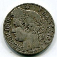 Francia, Terza Repubblica (1871-1940): 1 franco 1872-K (Gadoury#465a)