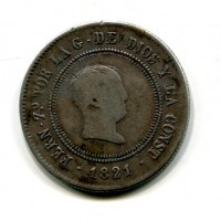 Spagna, Ferdinando VII (1808-1833): 10 reales 1821-SR (K.M#560.2)