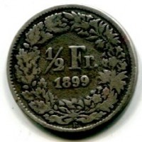 Svizzera, Confederazione: 1/2 franco 1899
