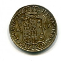 Napoli, Ferdinando IV (1759-1816): piastra da 120 grana 1798 "SICILAR" (Gigante#62a), una delle varianti più richieste
