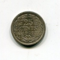 Olanda, Guglielmina (1890-1948): 25 cent. 1912 (KM#146)